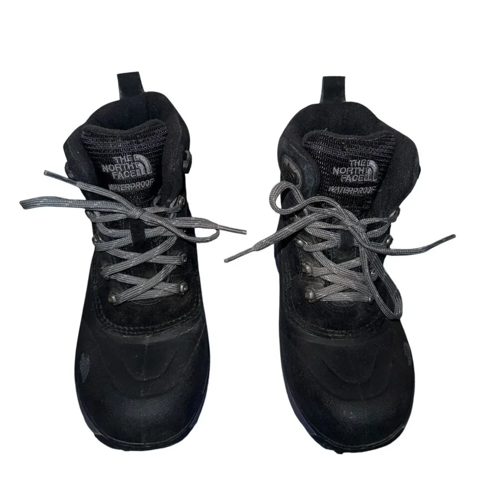The North Face Heat Seeker Winter Snow Boots Boys 1 Black Leather Waterproof